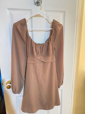 Better Be Dusty Rose Long Sleeve Square Neck Mini Dress